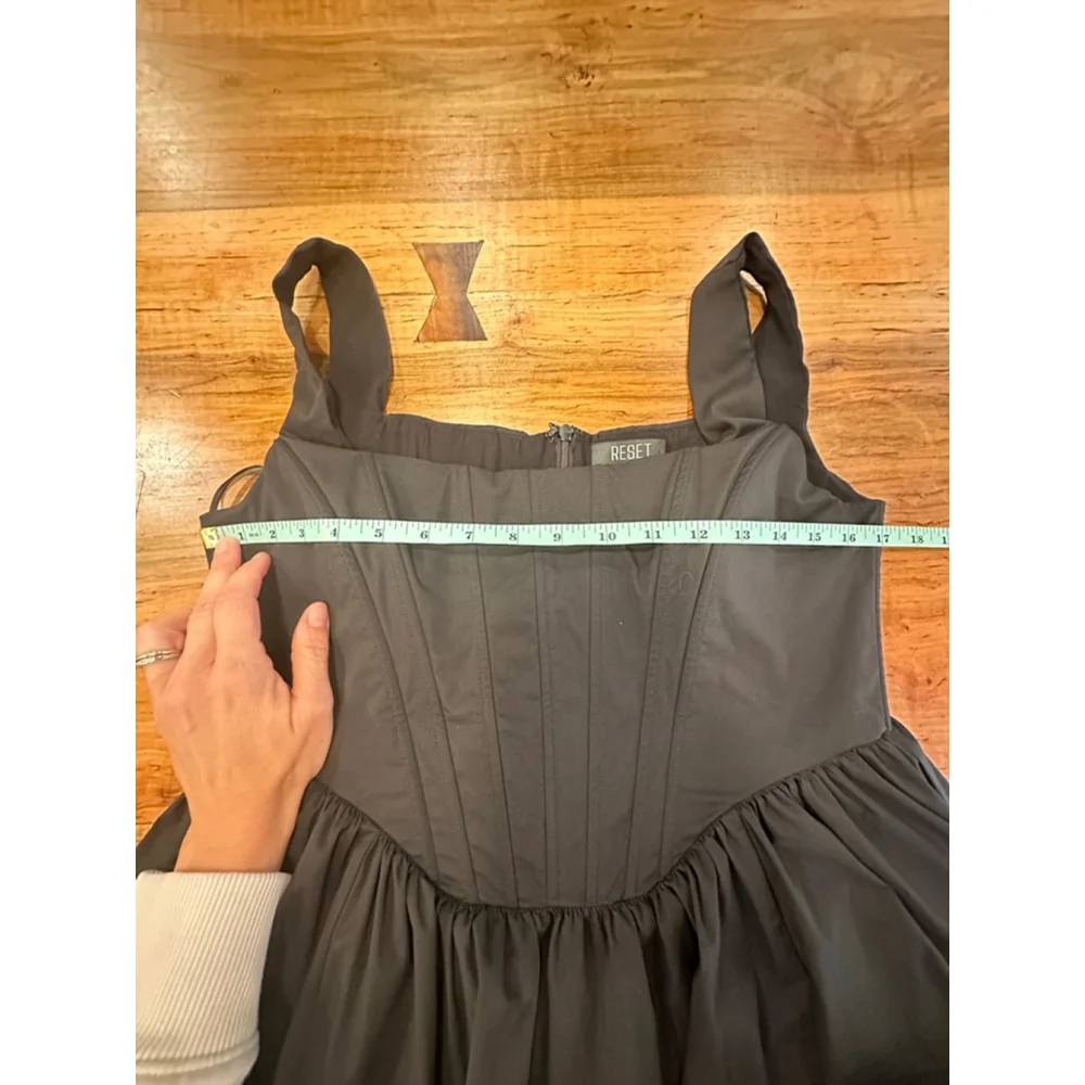RESET Black Corset Mini Dress Size Large Goth Grunge Tulle - Picture 10 of 13